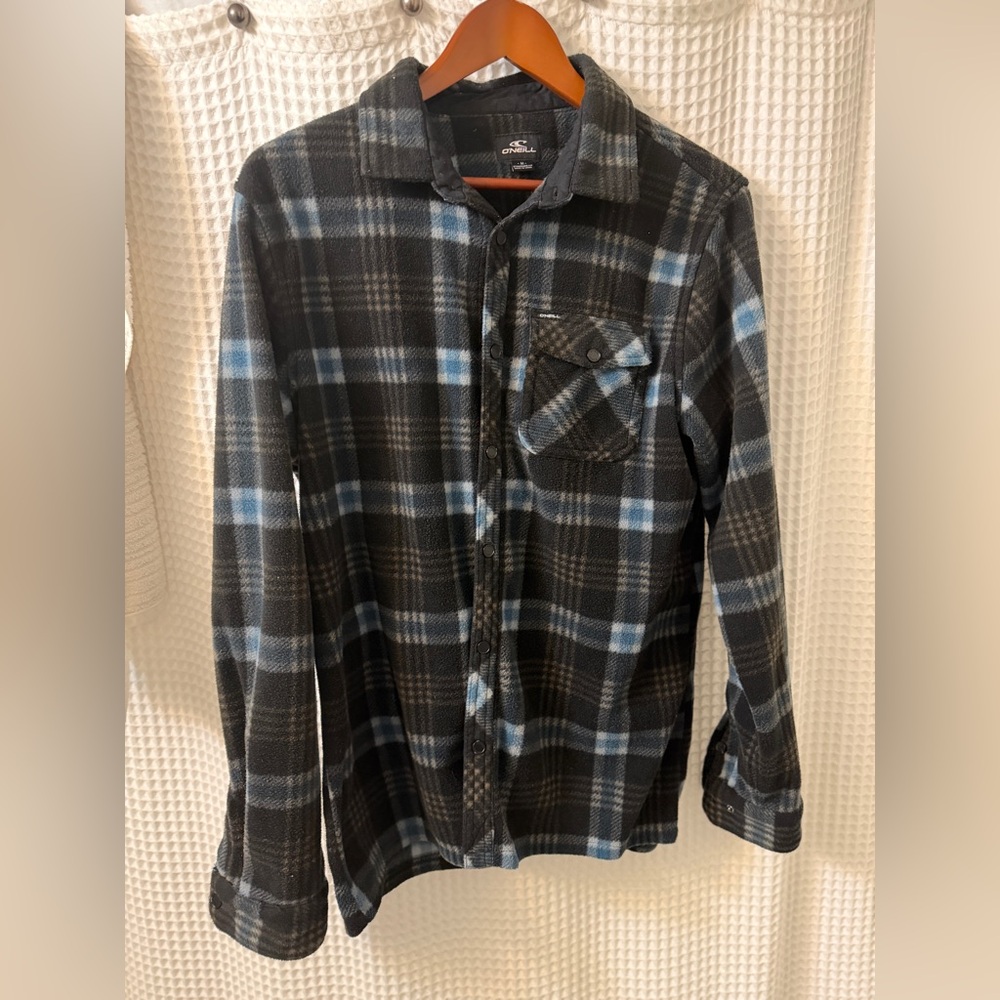 O'Neill Black and Blue Plaid Casual Button Down Shirt